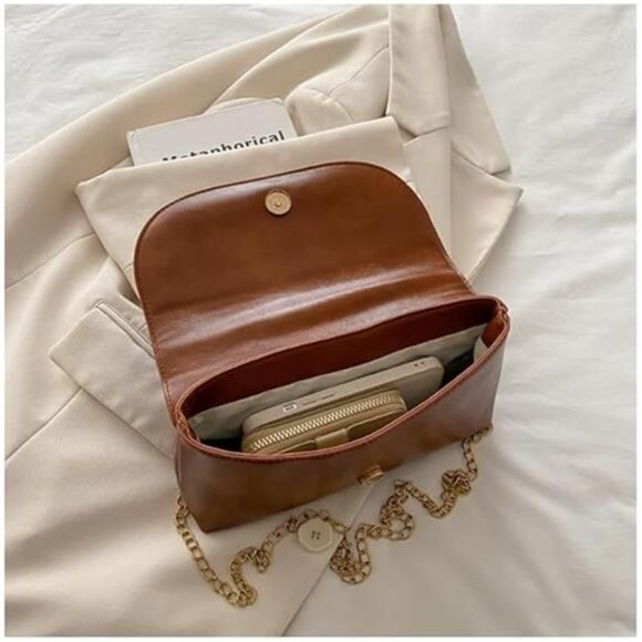 Unique Safety Pin Handle Purse – Black Faux Leather Clutch & Crossbody - Picture 3 of 4